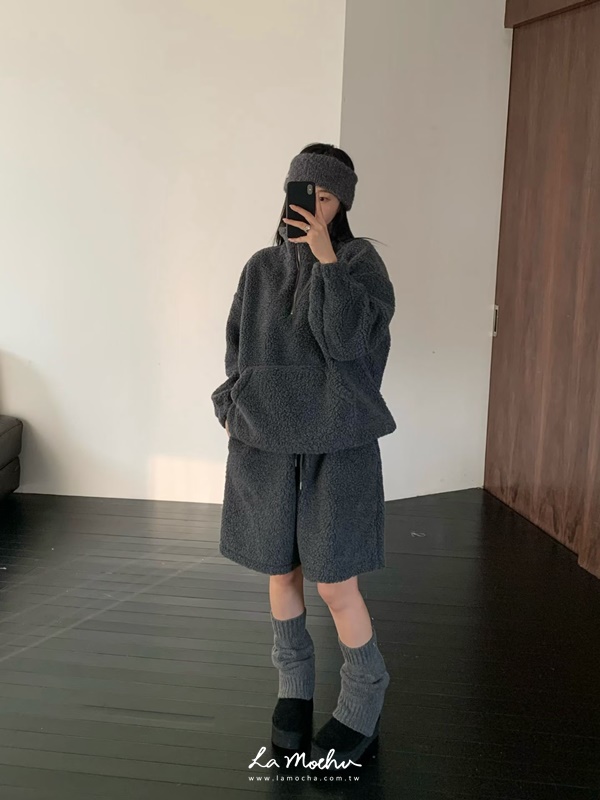 立領羔毛口袋保暖上衣